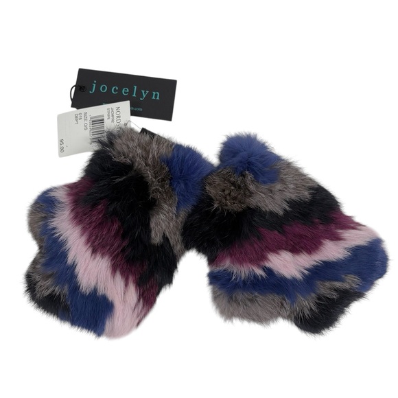 Mittens Jocelyn Fur Jocelyn Multicolor Rabbit Fur Mittens Stripe